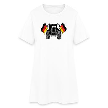 Traktor zwei Fahnen Deutschland - Frauen T-Shirt-Kleid - Weiß - Vorne