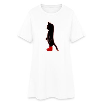 Chat Noir avec Bottes Rouge  - Robe T-shirt Femme - blanc - Devant