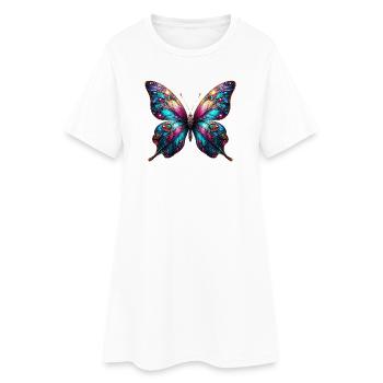 Schmetterling - Frauen T-Shirt-Kleid - Weiß - Vorne
