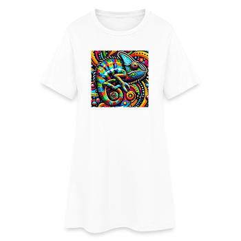 Chamäleon Pop Art - Frauen T-Shirt-Kleid - Weiß - Vorne