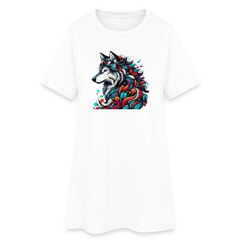 Loup - Robe T-shirt Femme - blanc - Devant