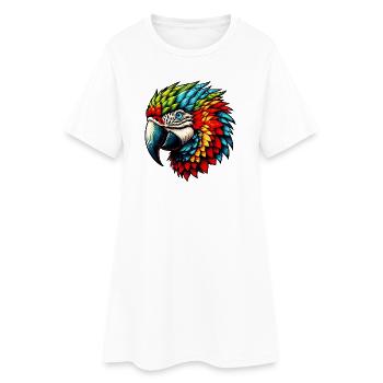Papagei - Frauen T-Shirt-Kleid - Weiß - Vorne