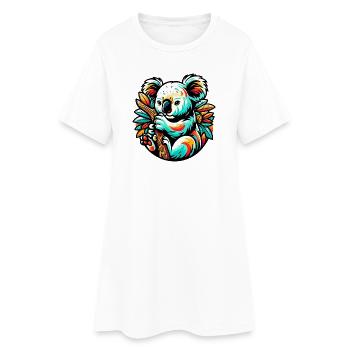Koala - Frauen T-Shirt-Kleid - Weiß - Vorne