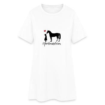 Pferdemädchen - Frauen T-Shirt-Kleid - Weiß - Vorne