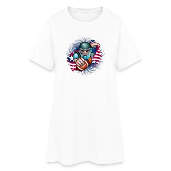 Football Spieler mit Football und USA Flagge - Frauen T-Shirt-Kleid - Weiß - Vorne