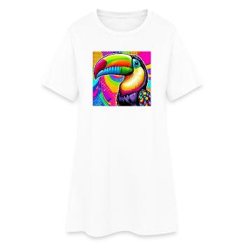 Tukan Pop Art - Frauen T-Shirt-Kleid - Weiß - Vorne