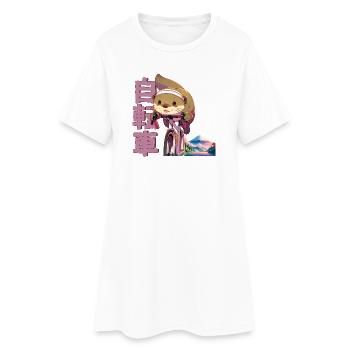 Anime Manga Cyclisme Loutre - Robe T-shirt Femme - blanc - Devant