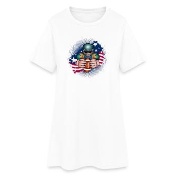 Football Spieler mit Football und USA Flagge - Frauen T-Shirt-Kleid - Weiß - Vorne