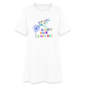 Bunte Grafiken mit Slogan - Frauen T-Shirt-Kleid - Weiß - Vorne