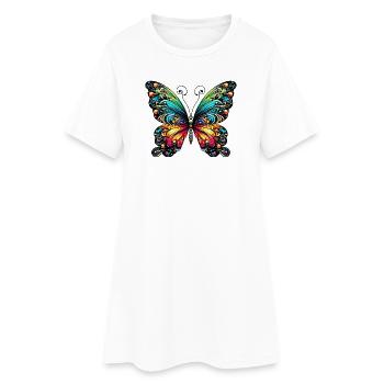 Papillon - Robe T-shirt Femme - blanc - Devant