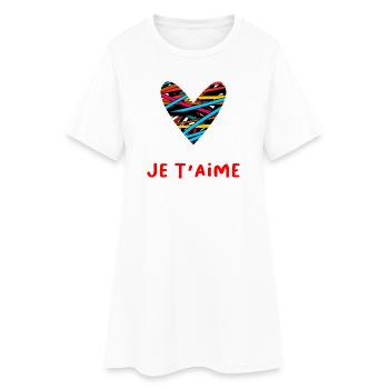 HERZ. HERZ. VALENTINSTAG. LIEBE. LIEBE. PAAR. - Frauen T-Shirt-Kleid - Weiß - Vorne