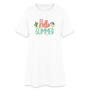Bonjour l’été - Robe T-shirt Femme - blanc - Devant