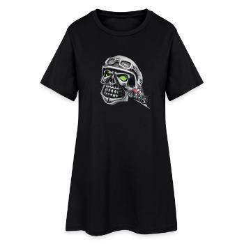 tête de  motard biker road trip , vacancy, liberty - Robe T-shirt Femme - noir - Devant