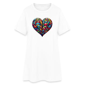 Coeur coloré - Robe T-shirt Femme - blanc - Devant