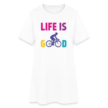 Cyclisme - La vie est belle - Robe T-shirt Femme - blanc - Devant