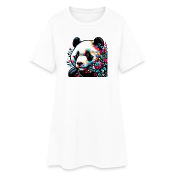 Panda - Frauen T-Shirt-Kleid - Weiß - Vorne