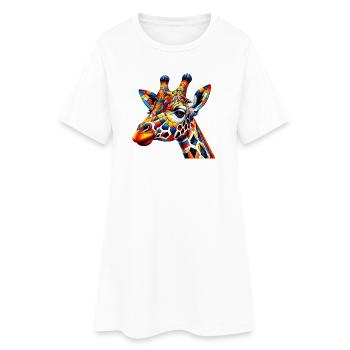Girafe colorée et peinte comme Arlequin - Robe T-shirt Femme - blanc - Devant