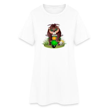 BEAVER CARTOON - DEUX-ROUES ÉLECTRIQUES - Mobilité - Robe T-shirt Femme - blanc - Devant