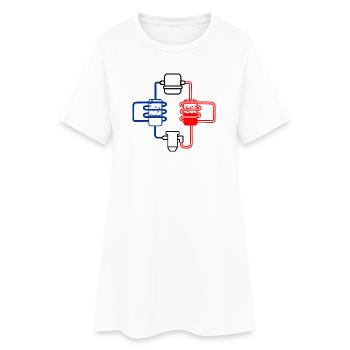 Pompe à chaleur rouge bleu - Robe T-shirt Femme - blanc - Devant