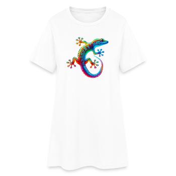 Gecko - Frauen T-Shirt-Kleid - Weiß - Vorne
