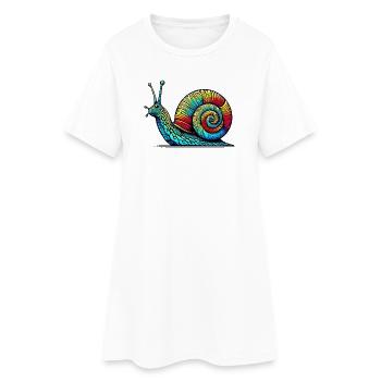 Schnecke - Frauen T-Shirt-Kleid - Weiß - Vorne