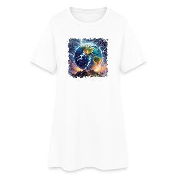 Globe strewn with lightning - Women’s T-Shirt Dress - white - Front