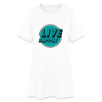 Live Happily Retro Kreis - Frauen T-Shirt-Kleid - Weiß - Vorne