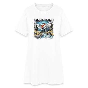 fille sportive | Ruisseau de montagne - Robe T-shirt Femme - blanc - Devant