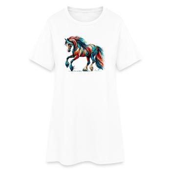 Cheval - Robe T-shirt Femme - blanc - Devant