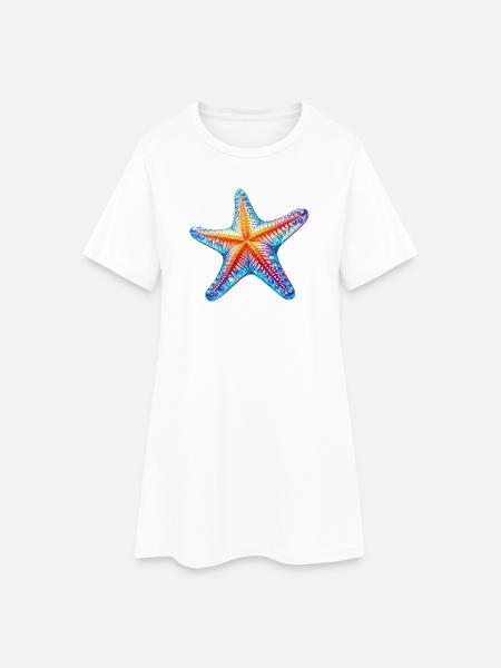 Seestern - Frauen T-Shirt-Kleid - Weiß