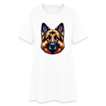 Deutscher Schäferhund Rex - Frauen T-Shirt-Kleid - Weiß - Vorne