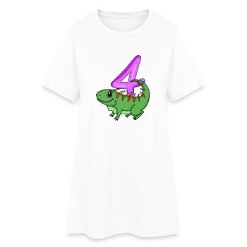 4. Geburtstag Motiv Iguana - vier Jahre alt - Frauen T-Shirt-Kleid - Weiß - Vorne