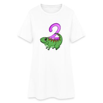 Motif 2ème anniversaire Iguane - Deux ans - Robe T-shirt Femme - blanc - Devant