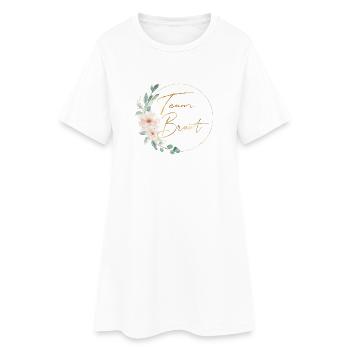 Team Braut! Blumen, Kreis, personalisierbar - Frauen T-Shirt-Kleid - Weiß - Vorne