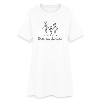 Erst die Familie - Strichmännchen Familie - Frauen T-Shirt-Kleid - Weiß - Vorne