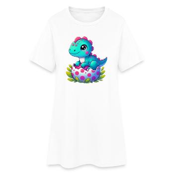 Dinosaurier - Frauen T-Shirt-Kleid - Weiß - Vorne