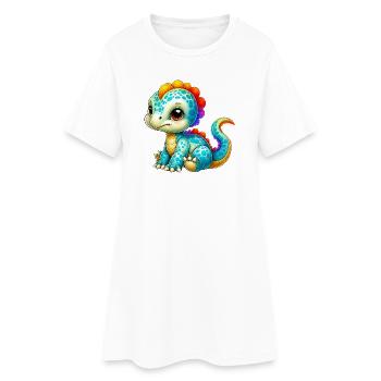 Dinosaurier - Frauen T-Shirt-Kleid - Weiß - Vorne