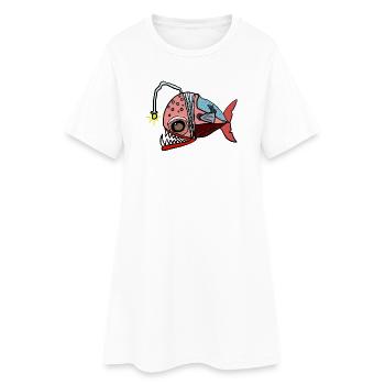 Fischkollage mit Lampenblick Anglerfisch - Frauen T-Shirt-Kleid - Weiß - Vorne