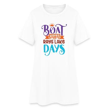 Boat Waves Sun Rays Lake Days - Women’s T-Shirt Dress - white - Front