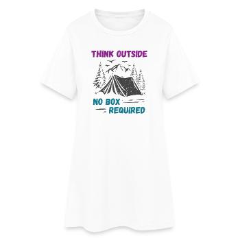 Camping, Randonnée, Forêt - Pensez à l’extérieur - Robe T-shirt Femme - blanc - Devant