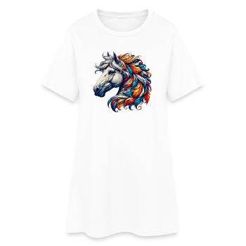 Cheval - Robe T-shirt Femme - blanc - Devant