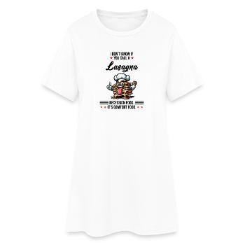 Manger des lasagnes en période de récession - Robe T-shirt Femme - blanc - Devant