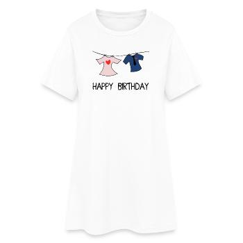 HAPPY BIRTHDAY. JOYEUX ANNIVERSAIRE. ANNIVERSAIRE. - Robe T-shirt Femme - blanc - Devant