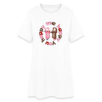Niedliche Kawaiifigur - Frauen T-Shirt-Kleid - Weiß - Vorne