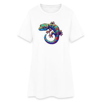 Gecko - Frauen T-Shirt-Kleid - Weiß - Vorne