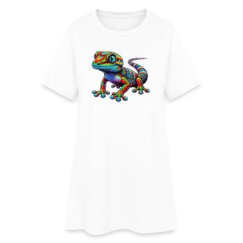 Gecko - Frauen T-Shirt-Kleid - Weiß - Vorne