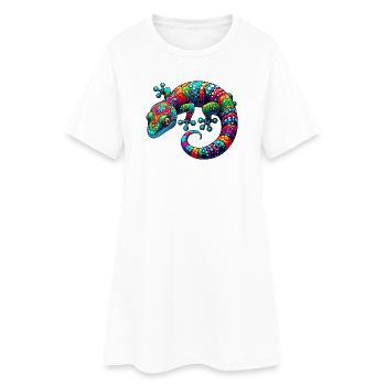 Gecko - Frauen T-Shirt-Kleid - Weiß - Vorne