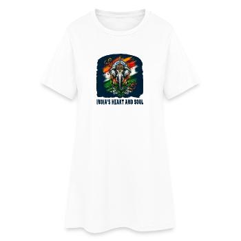 Éléphant indien avec drapeau national - Robe T-shirt Femme - blanc - Devant