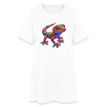 Gecko - Frauen T-Shirt-Kleid - Weiß - Vorne