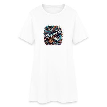 Mundharmonika Abstraktes Design - Frauen T-Shirt-Kleid - Weiß - Vorne